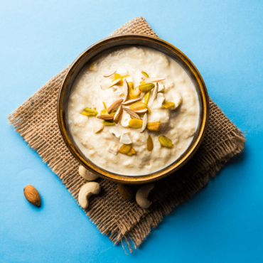 Creamy and aromatic Kheer, a traditional Indian rice pudding dessert.